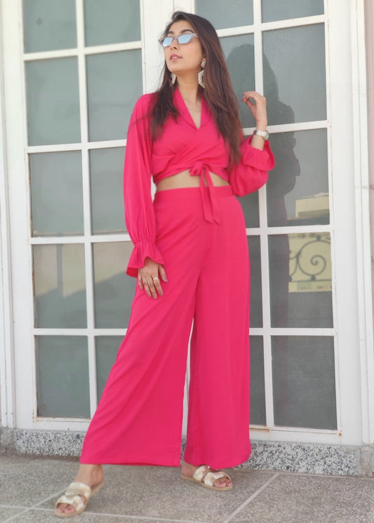 Hot Pink Crepe Co-ord Set