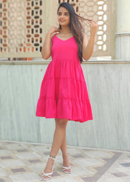 Hot Pink Frill Dress