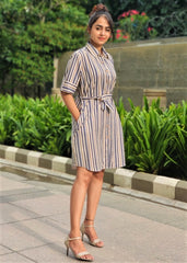 Stripped Shirt Dress