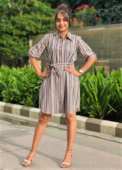 Stripped Shirt Dress