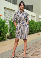 Stripped Shirt Dress